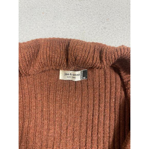 Jon & Anna Womens Size M Brown Ruffle Cardigan Sweater drawstring tie - Picture 3 of 11
